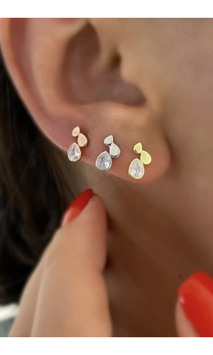 Damla Taşlı Minimal Küpe