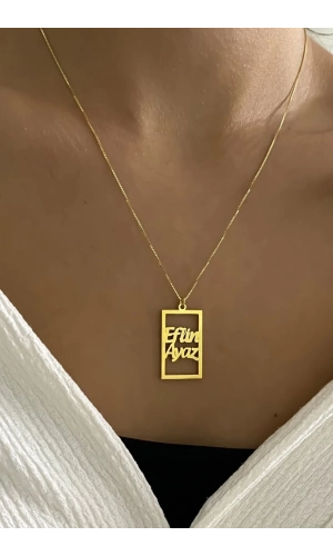 Dikdörtgen Detaylı İsim Kolye