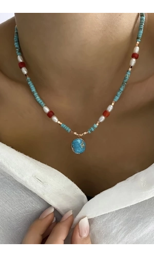 Firuze&İnci&Mercan Kolye