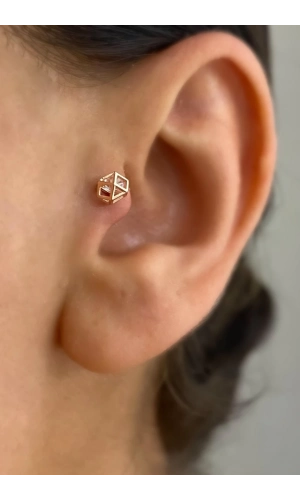 Geometrik İçi Taşlı Piercing Küpe