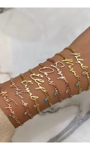 Gurmet Zincir El Yazısı İsim Bileklik