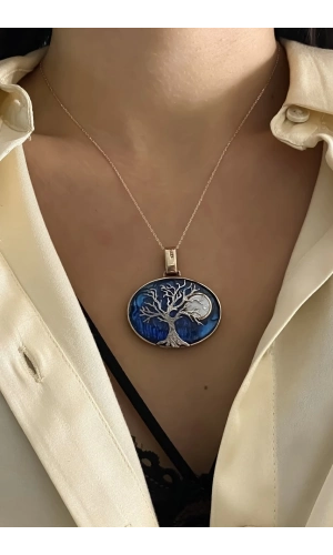 Hayat Ağacı Detaylı Okyanus Sedefi Kolye