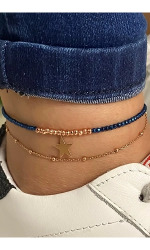 Hematit Taşlı Kendinden İkili Halhal