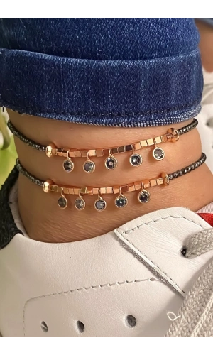 Hematit Ve Mistik Topaz Taşlı Halhal