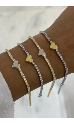 İki Renkli Minimal Kalp Detaylı Su Yolu Bileklik