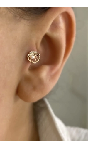 İncili Denizkabuğu Piercing Küpe