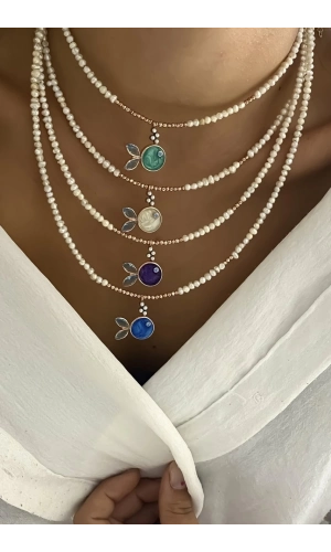 İncili Mineli Balık Kolye