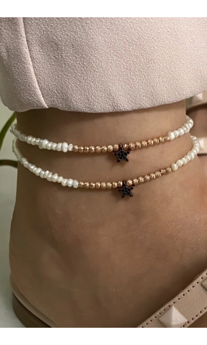 İncili Yıldız Detaylı Halhal