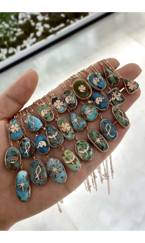 İran Firuze Figürlü Kolye