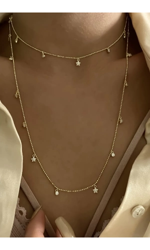 İtalyan 80 cm Yıldız Detaylı Kolye