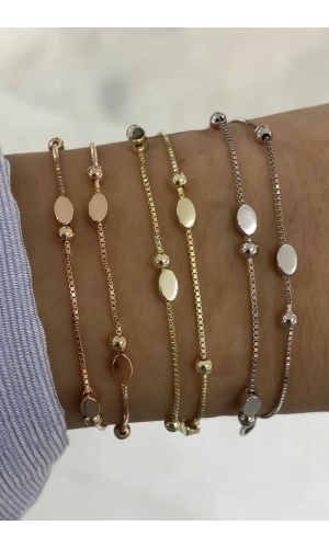 İtalyan Oval Detaylı Bileklik