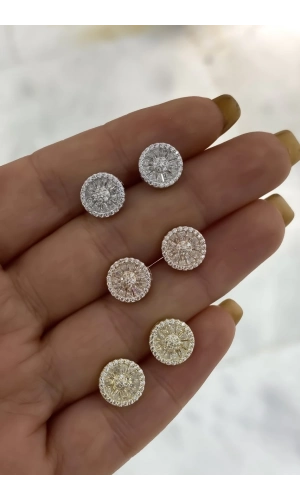 İtalyan Trapez Taşlı Çivi Küpe