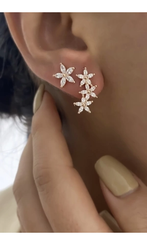 İthal Markiz Taşlı Çiçek Küpe