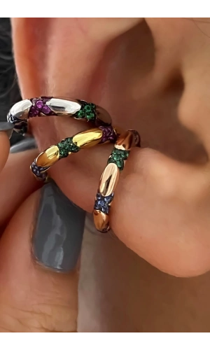 İthal Renkli Taşlı Boru Earcuff