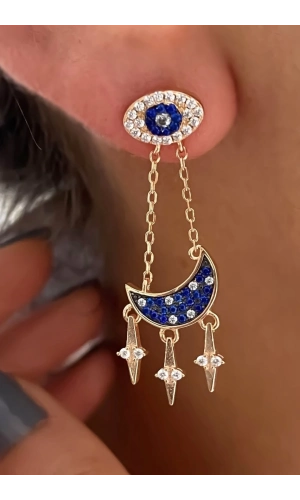 İthal Sallantılı Ay Küpe