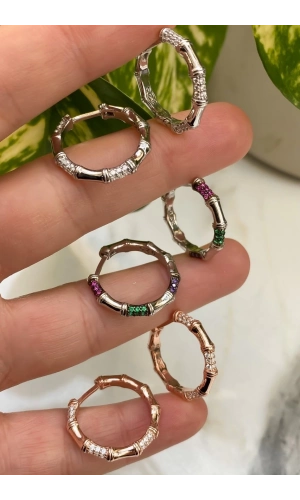 İthal Taşlı Halka Küpe