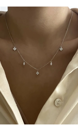 İthal Yonca Detaylı Kolye