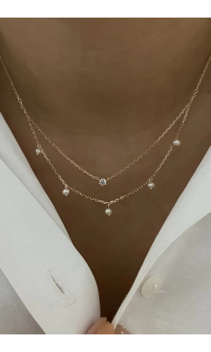 Kendinden 2li İncili Kolye