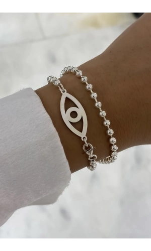 Kendinden İkili Top Zincirli Göz Bileklik