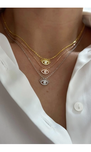 Kirpik Detaylı Göz Kolye