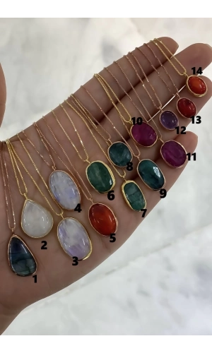 Kök Doğal Taş Kolye