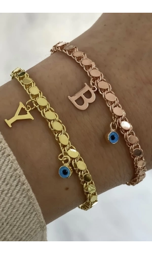 Köstek Zincirli Harf Bileklik