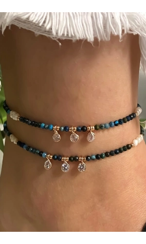 Krizokol Taşlı Ve İncili Halhal