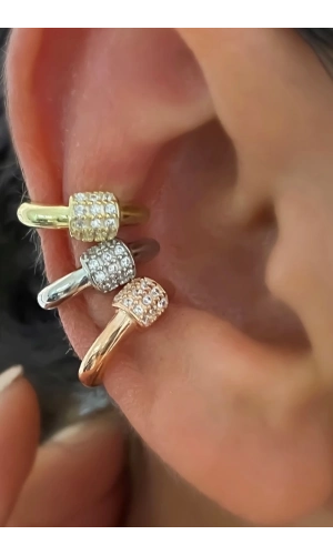 Kum Taşlı Earcuff Küpe