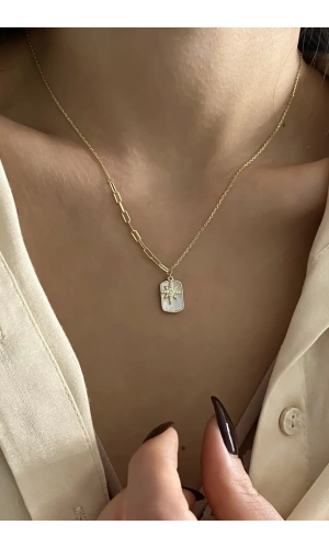 Kutup Yıldızlı Sedef Taşlı Kolye