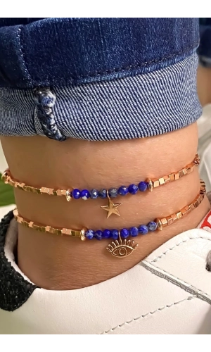 Lapis Ve Hematit Taşlı Halhal