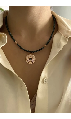 Malahit Taşlı Göz Kolye