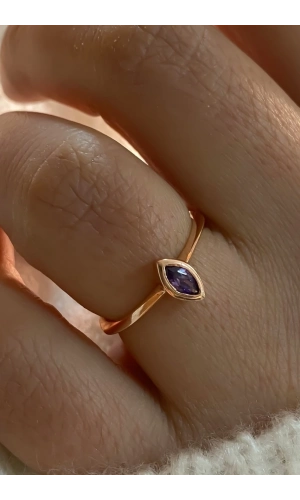 Markiz Kesim Ametist Taşlı Yüzük