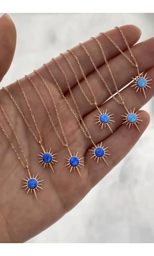 Mavi Opal Taşlı Kutup Yıldızı Kolye