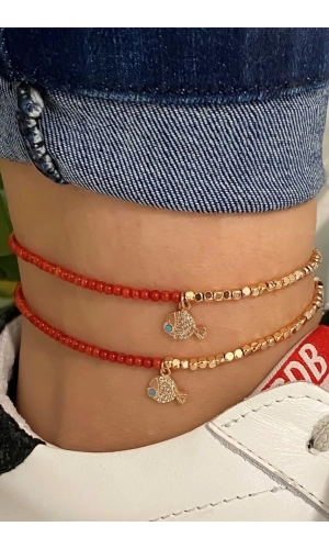 Mercan Taşlı Balık Detaylı Halhal