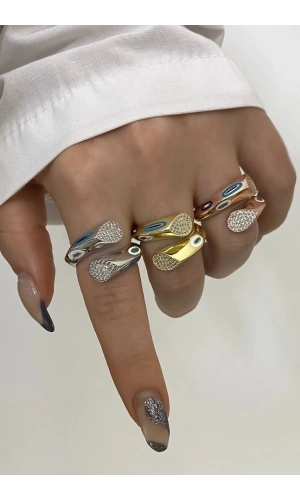 Mine İşçilikli Taşlı Yüzük