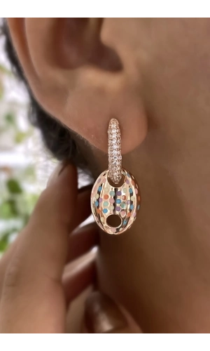 Mineli Düğme Küpe