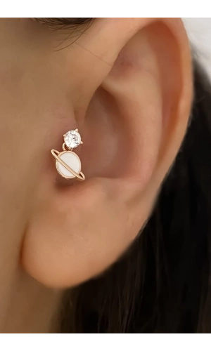 Mineli Gezegen Piercing Küpe