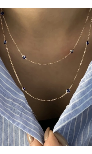 Mineli Göz Detaylı Kolye