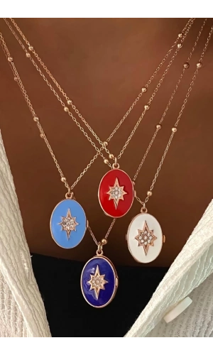 Mineli Kapaklı Madalyon Kolye