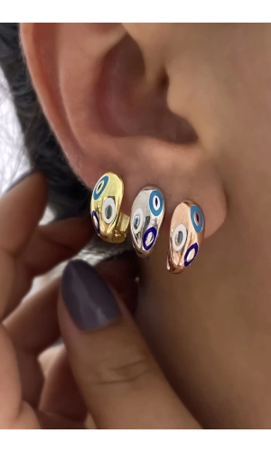 Mineli Nazar Detaylı Küpe