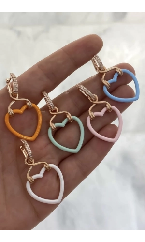 Mineli Sallantılı Kalp Küpe