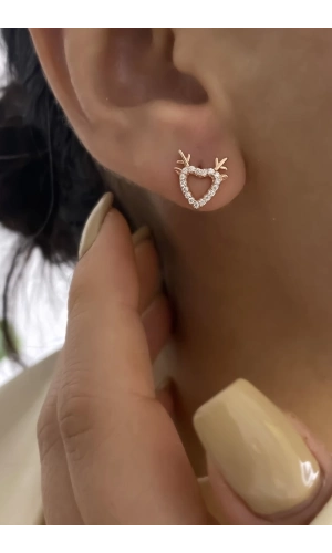 Minimal Kalp Geyik Küpe