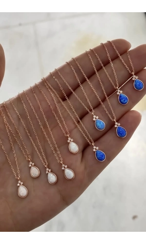 Minimal Opal Taşlı Kolye