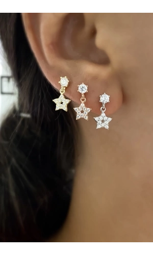 Minimal Sallantılı Yıldız Küpe