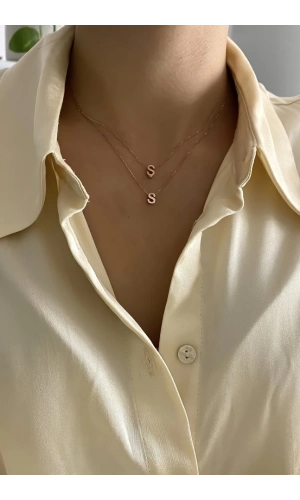 Minimal Taşsız Harf Kolye
