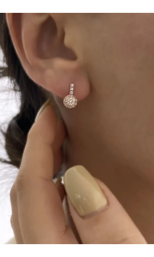 Minimal Top Taşlı Küpe