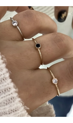 Minimal Yuvarlak Taşlı Yüzük