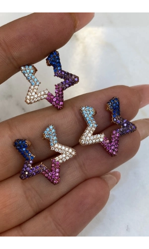 Mix Taşlı Yıldız Kıkırdak Küpe