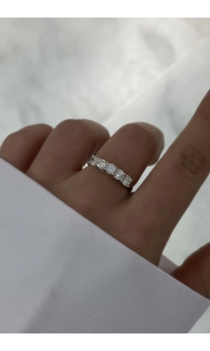 Mozanit Taşlı 4 mm Beştaş Yüzük