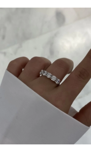 Mozanit Taşlı 5 mm Beştaş Yüzük